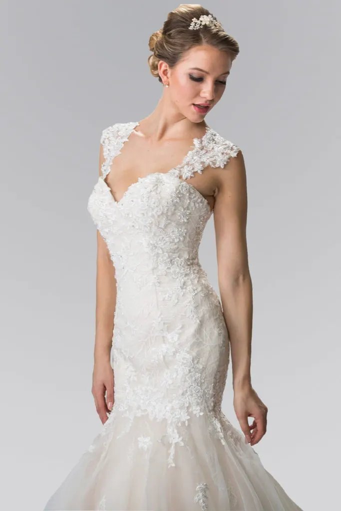 Lace Embellished Mermaid Style Wedding Dress by Tux-USA