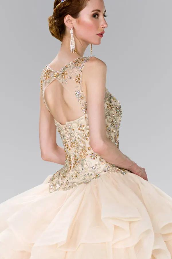 Full Beaded Bodice Illusion Sweethearted Ball Gown /w Bolero by Tux-USA