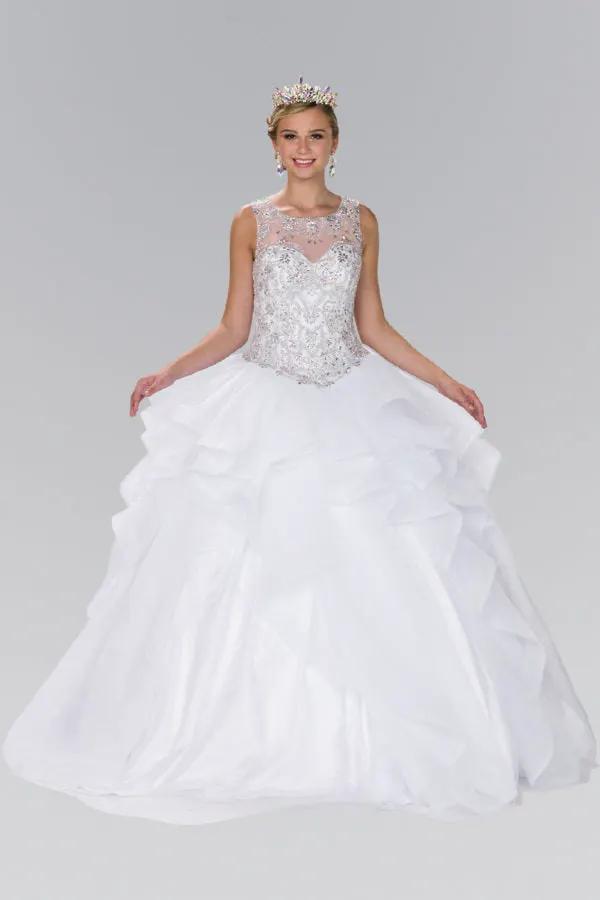 Full Beaded Bodice Illusion Sweethearted Ball Gown /w Bolero by Tux-USA