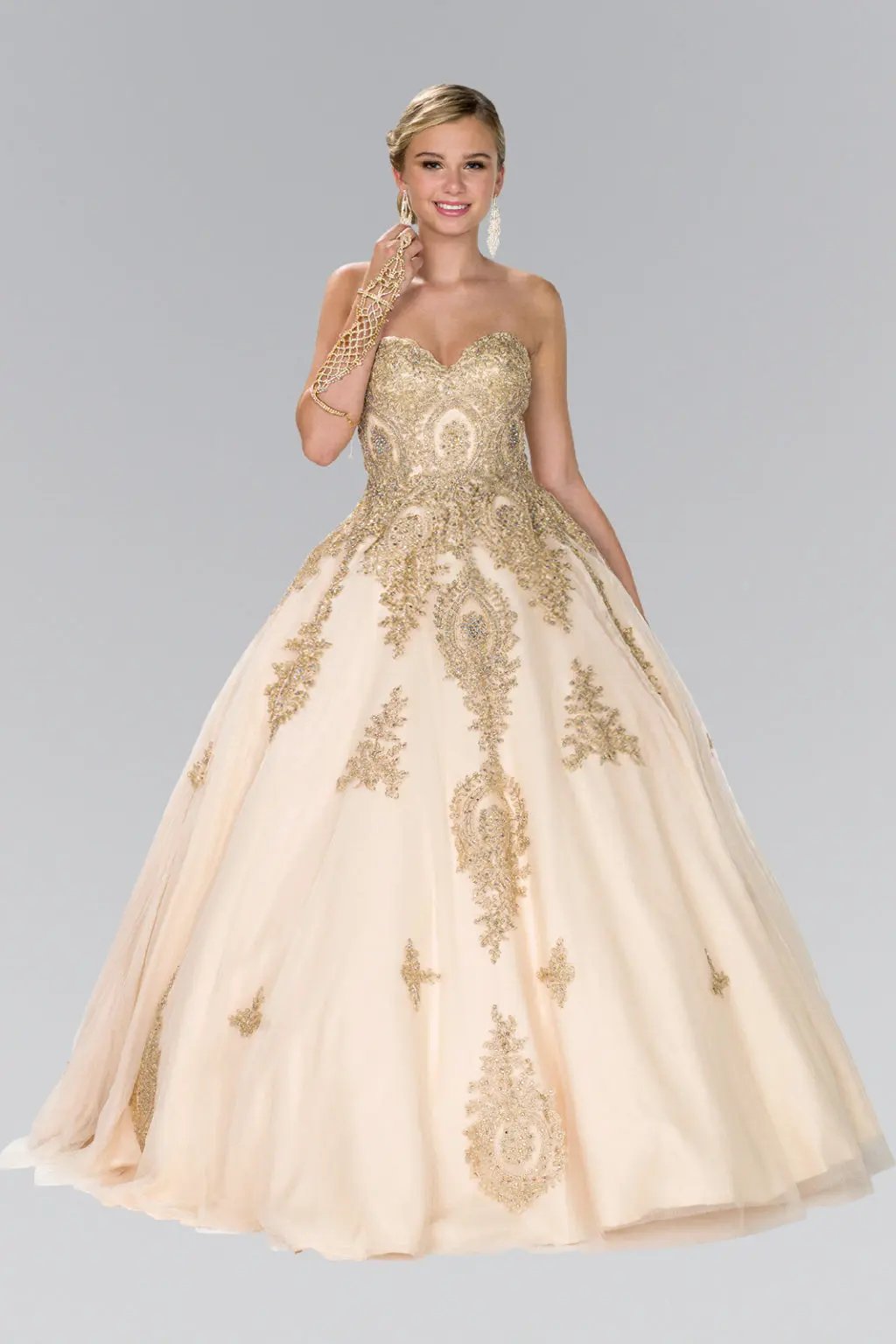 Tulle Sweetheart Ball Gown with Embroidery and Beads - Mask Not Included by Tux-USA