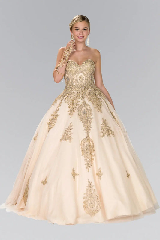 Tulle Sweetheart Ball Gown with Embroidery and Beads - Mask Not Included by Tux-USA