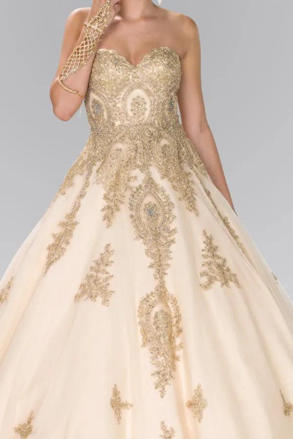 Tulle Sweetheart Ball Gown with Embroidery and Beads - Mask Not Included by Tux-USA