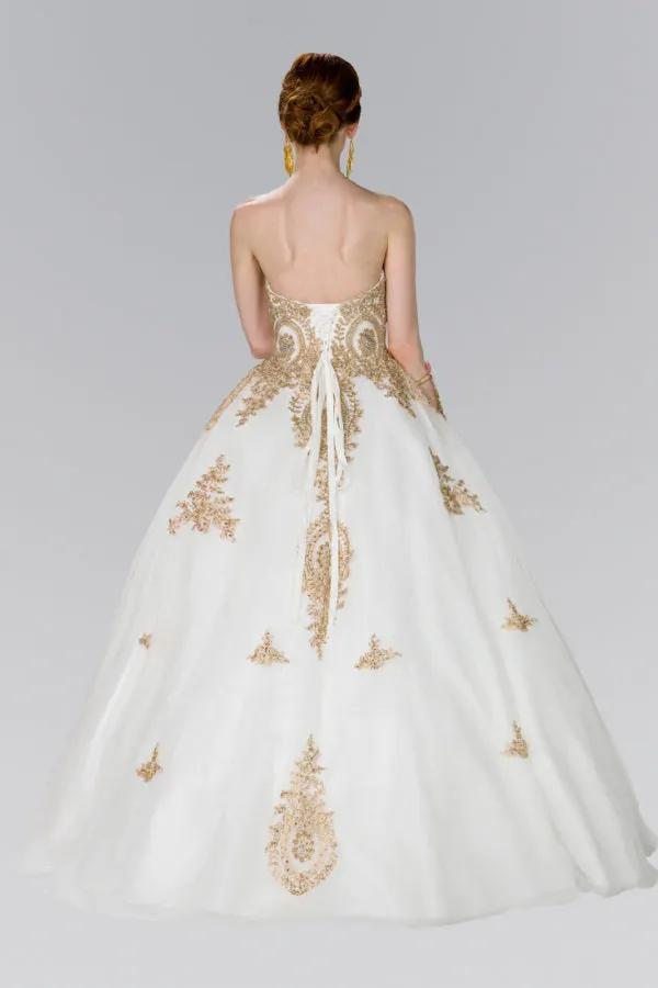 Tulle Sweetheart Ball Gown with Embroidery and Beads - Mask Not Included by Tux-USA