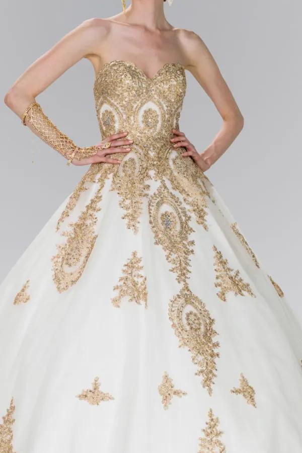 Tulle Sweetheart Ball Gown with Embroidery and Beads - Mask Not Included by Tux-USA