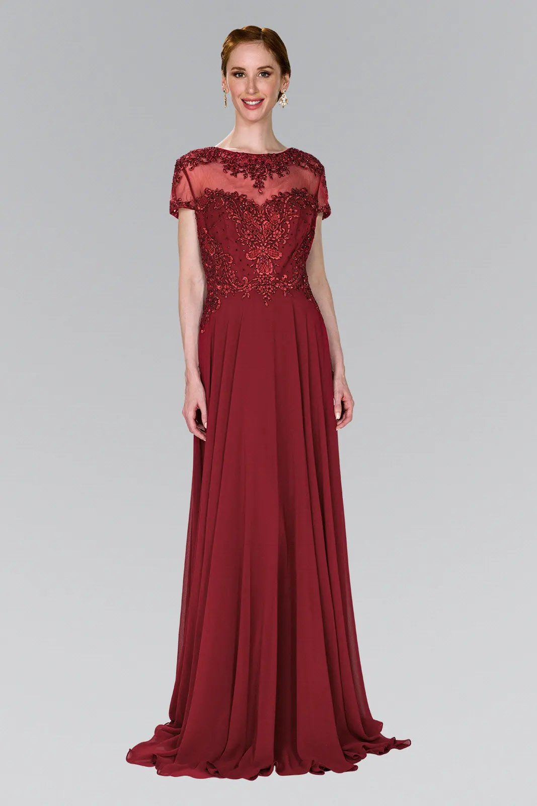 Chiffon A-Line Long Dress with Embroidery and Beads by Tux-USA