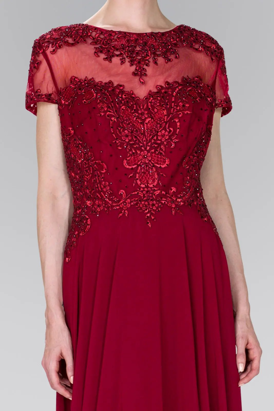 Chiffon A-Line Long Dress with Embroidery and Beads by Tux-USA
