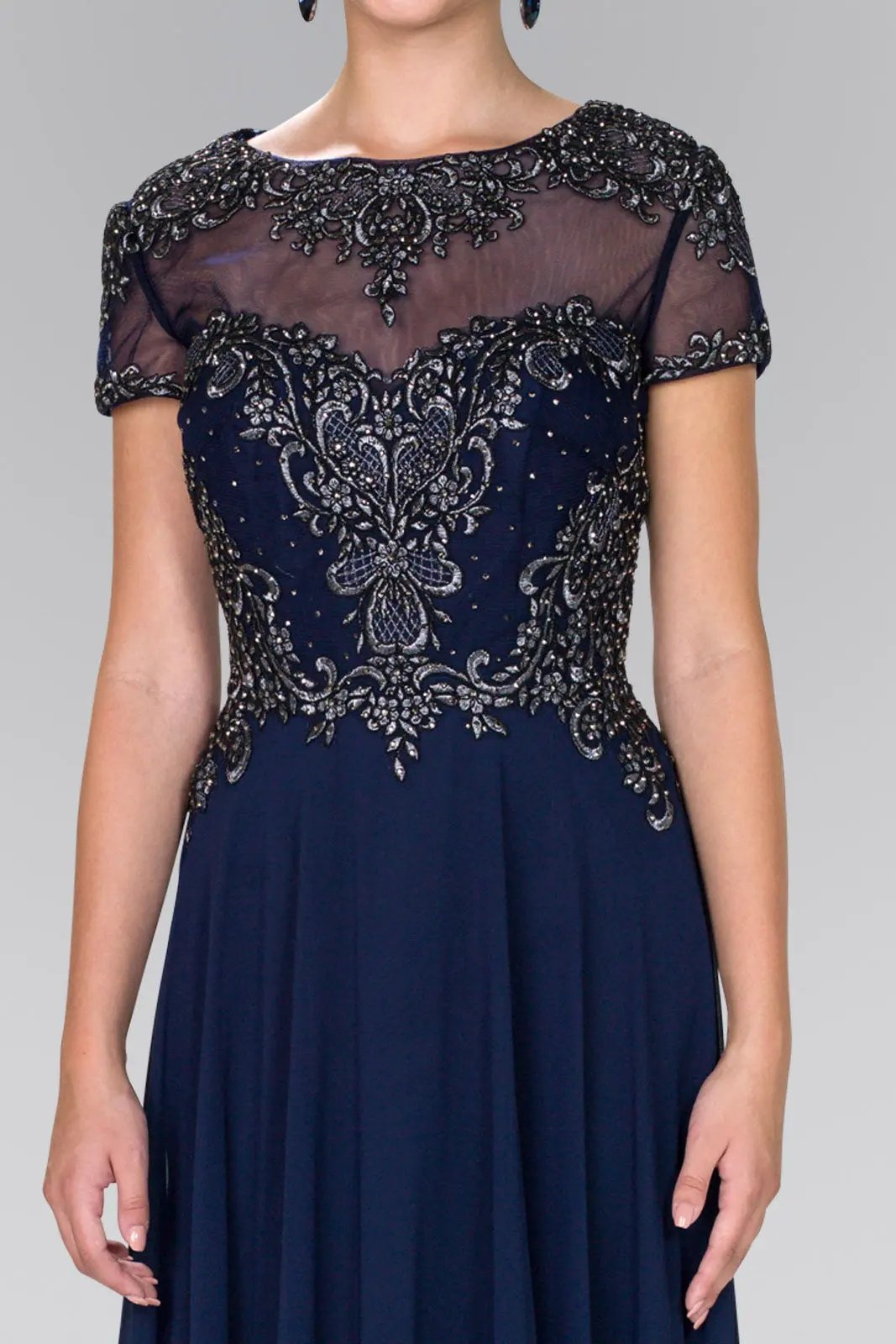Chiffon A-Line Long Dress with Embroidery and Beads by Tux-USA