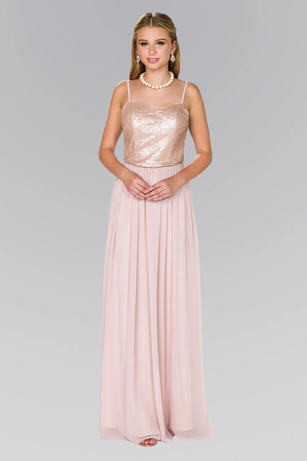 Full Sequin Top Chiffon Long Dress by Tux-USA
