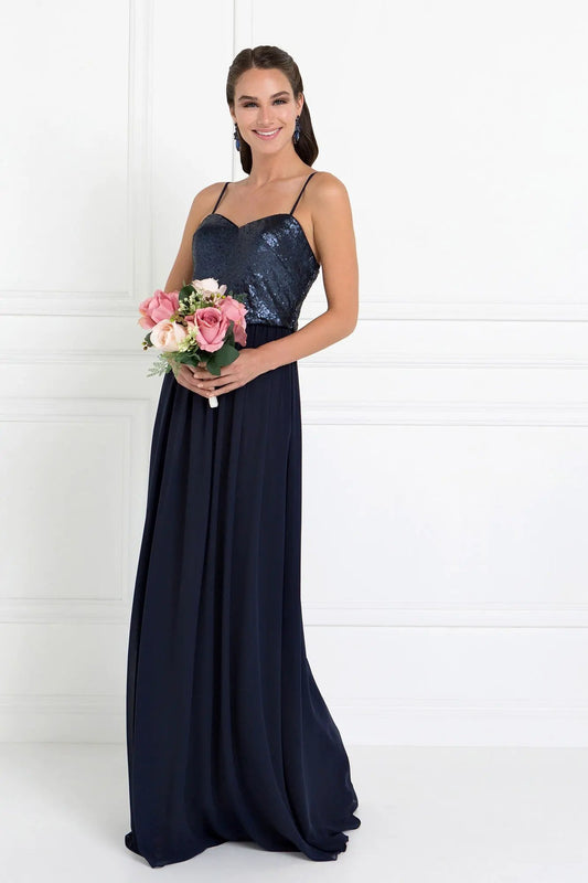 Full Sequin Top Chiffon Long Dress by Tux-USA