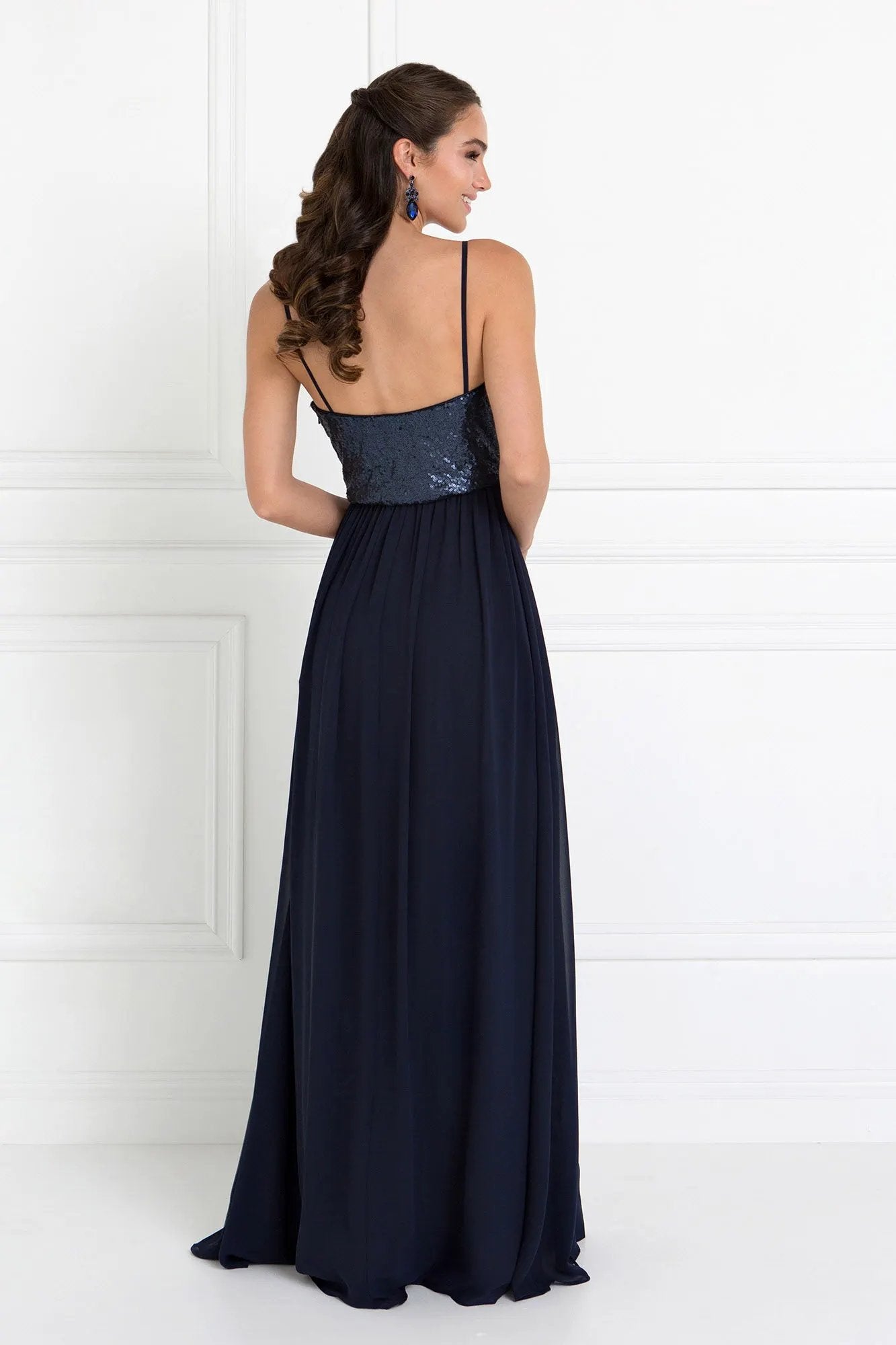 Full Sequin Top Chiffon Long Dress by Tux-USA