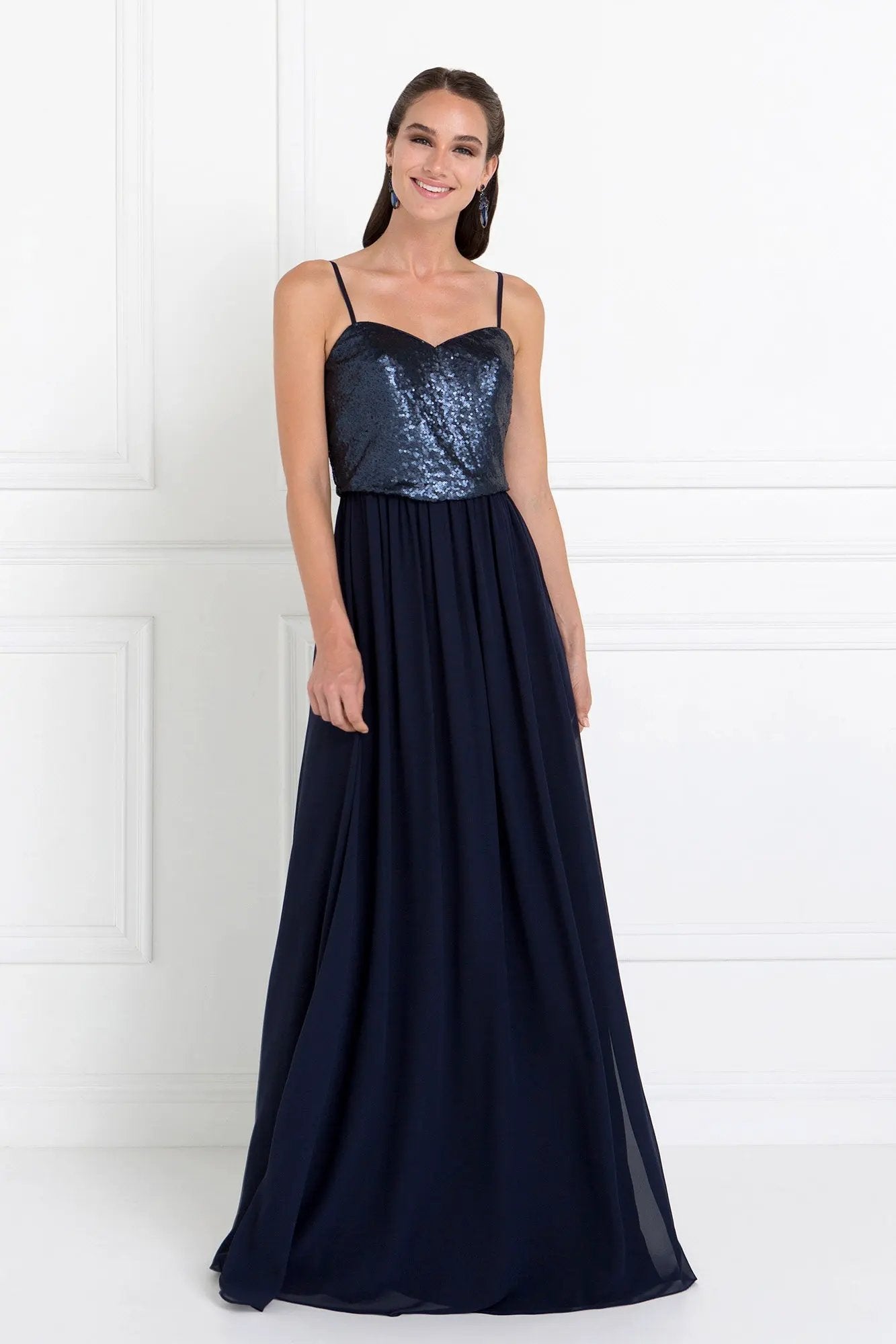 Full Sequin Top Chiffon Long Dress by Tux-USA