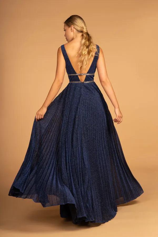 Metallic Jewel V-Back Long Dress by Tux-USA