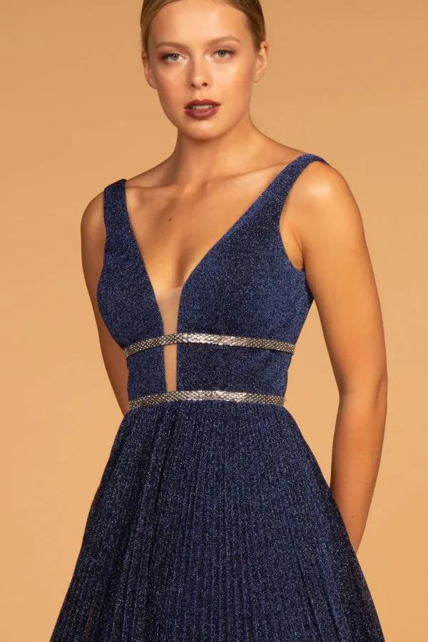 Metallic Jewel V-Back Long Dress by Tux-USA