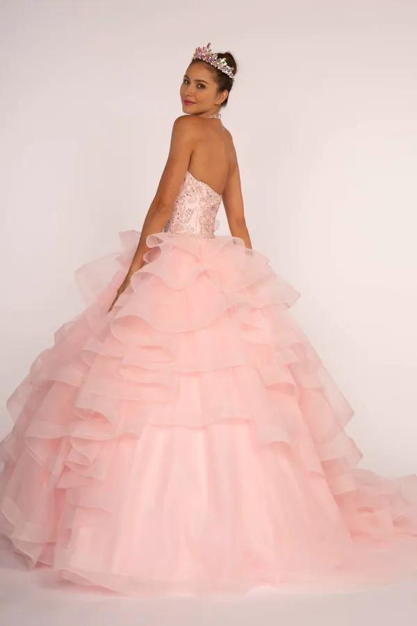 Beads and Jewel Embellished Halter Neck Quinceanera Dress by Tux-USA