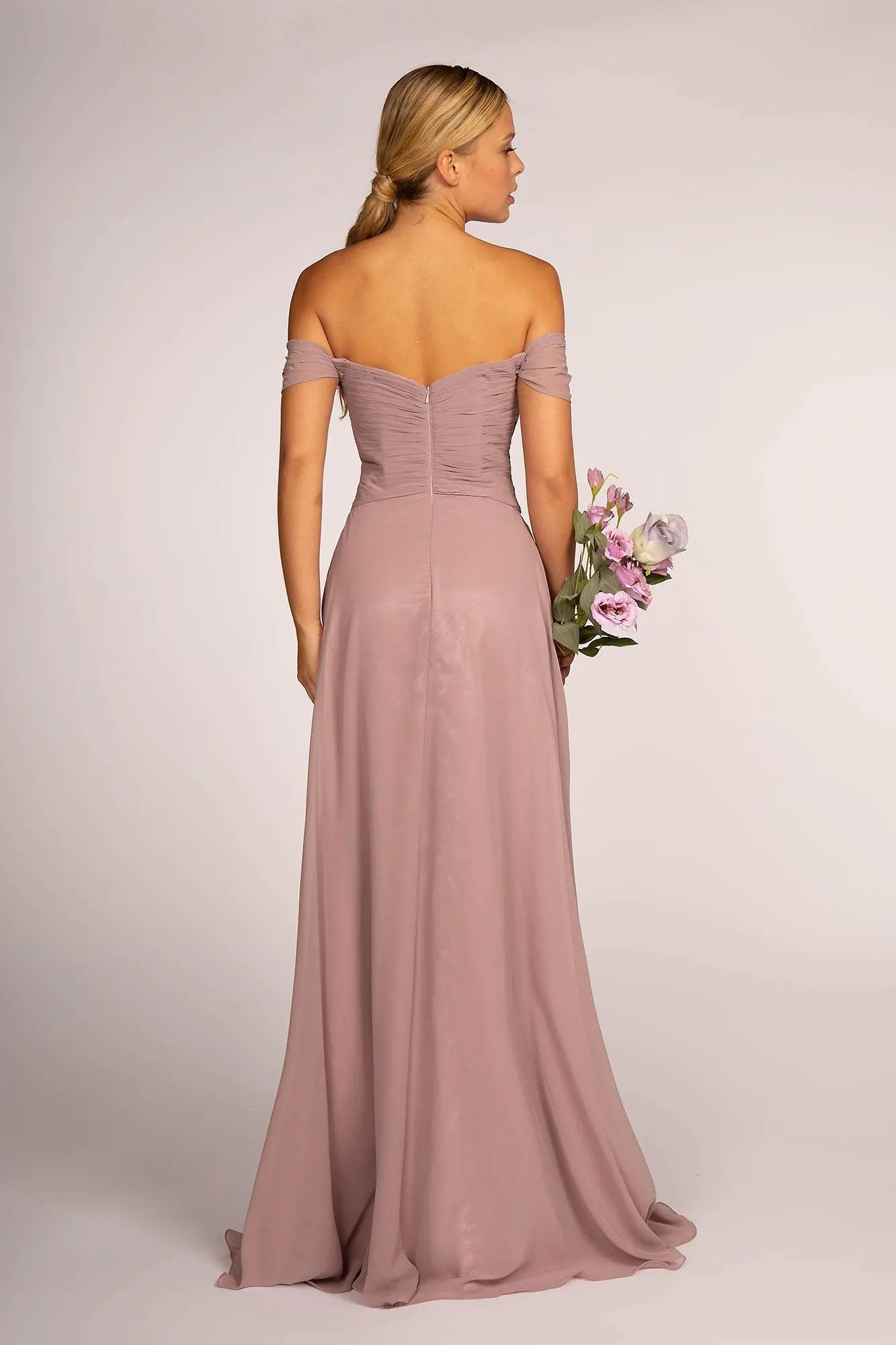Off-the-Shoulder Chiffon Long Dress by Tux-USA