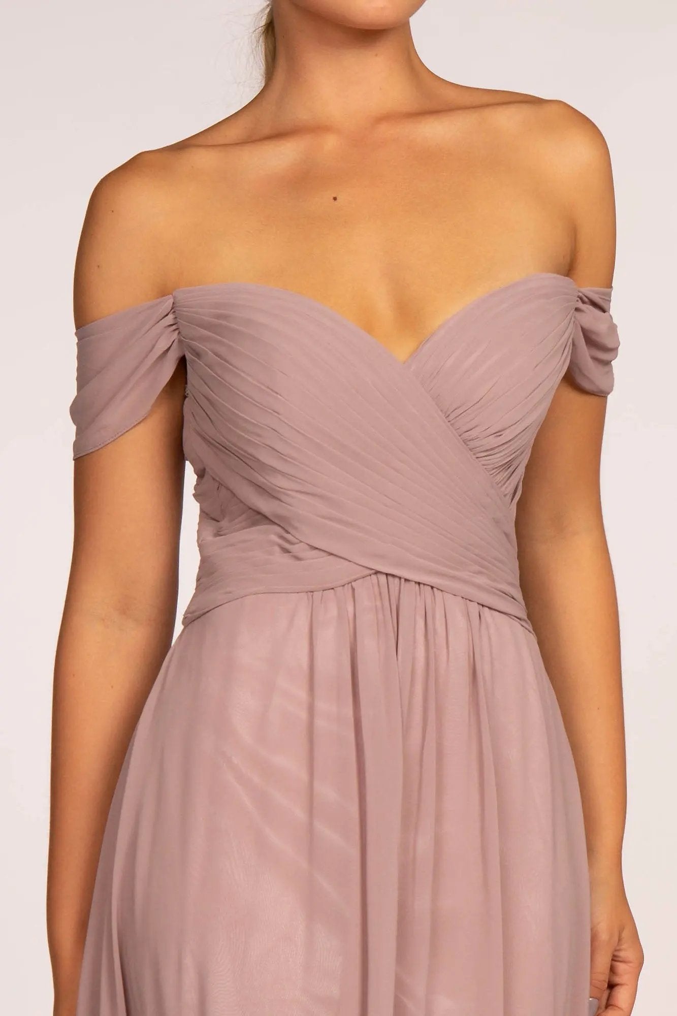Off-the-Shoulder Chiffon Long Dress by Tux-USA