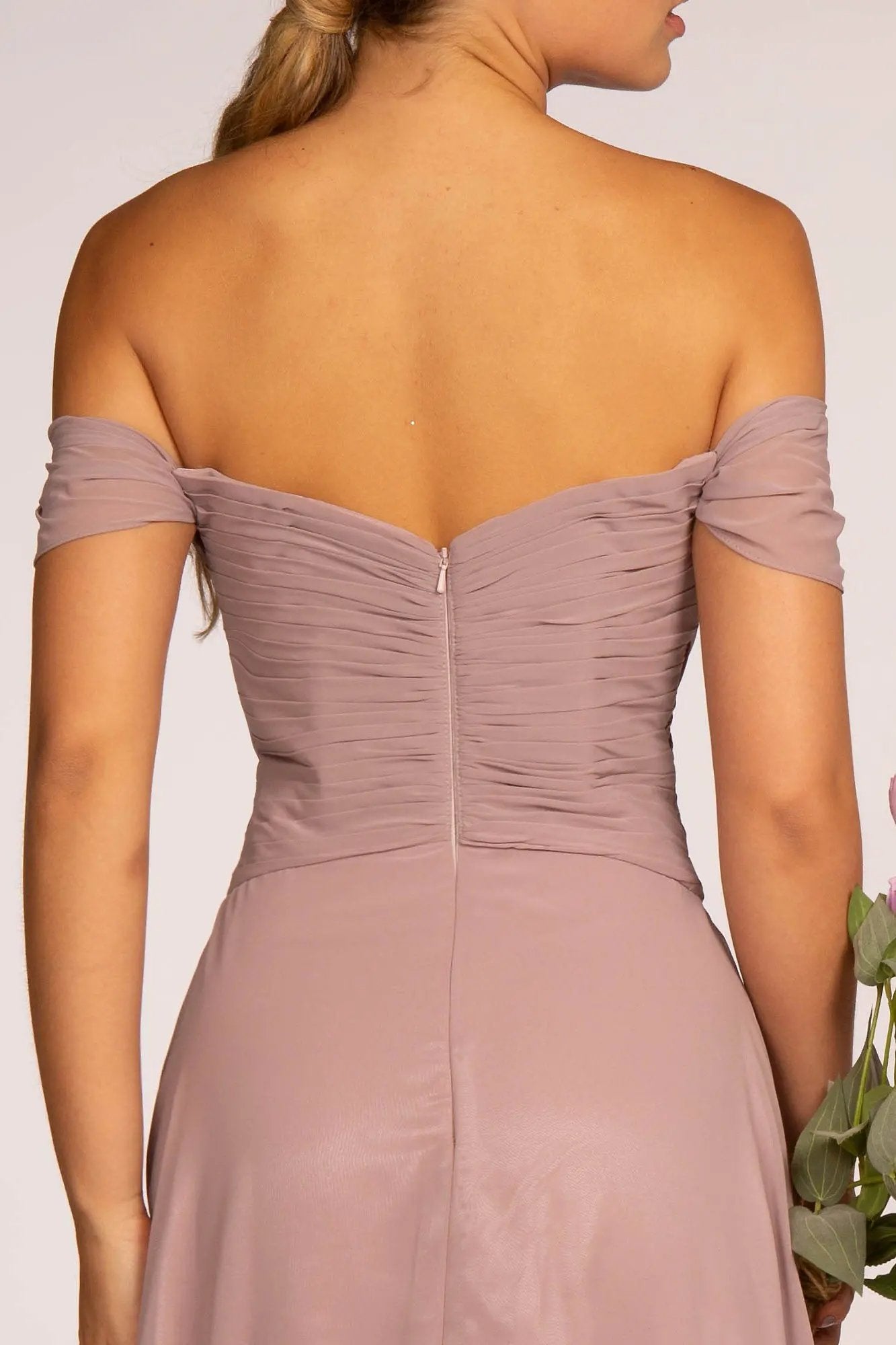Off-the-Shoulder Chiffon Long Dress by Tux-USA