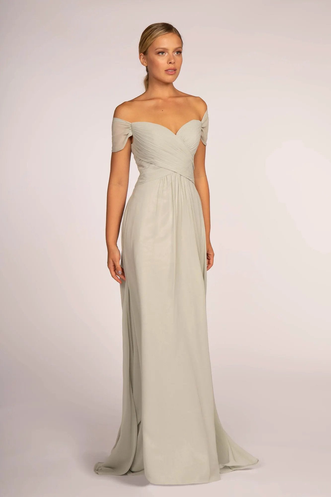 Off-the-Shoulder Chiffon Long Dress by Tux-USA