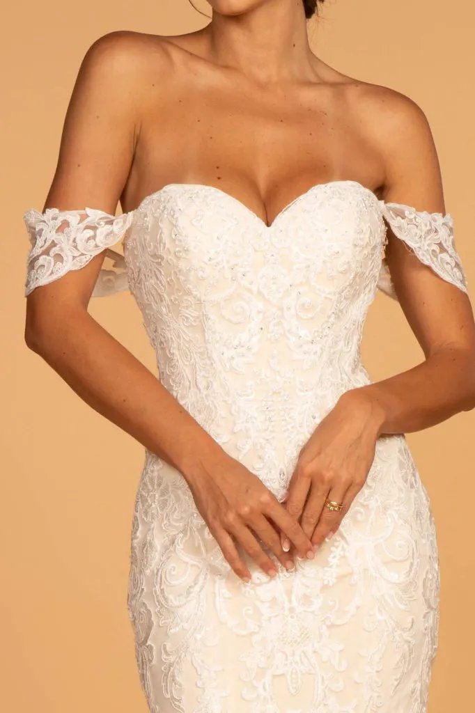 Sweethearted Embroidered Mesh Mermaid Wedding Gown by Tux-USA