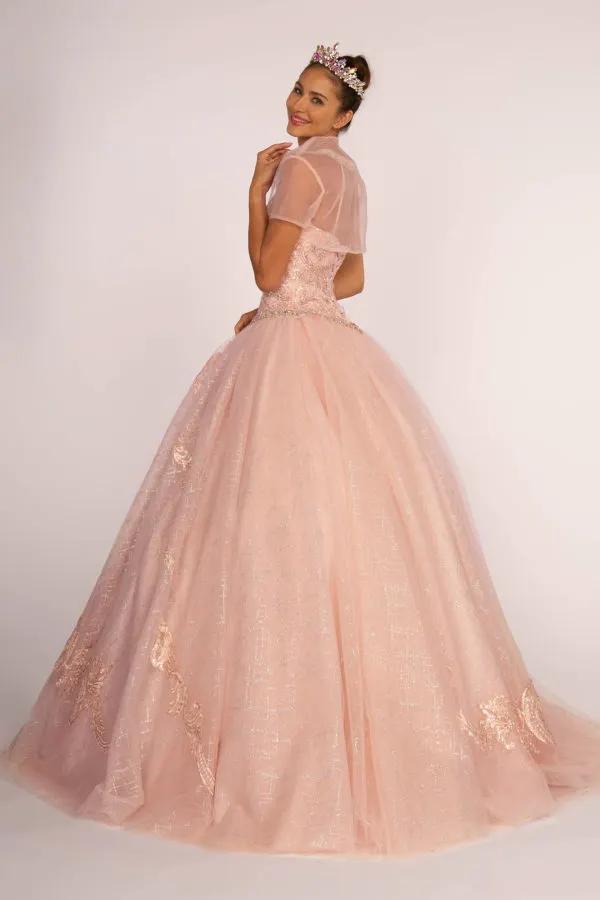 Jewel Embellished Bodice Glitter Mesh Quinceanera Dress by Tux-USA