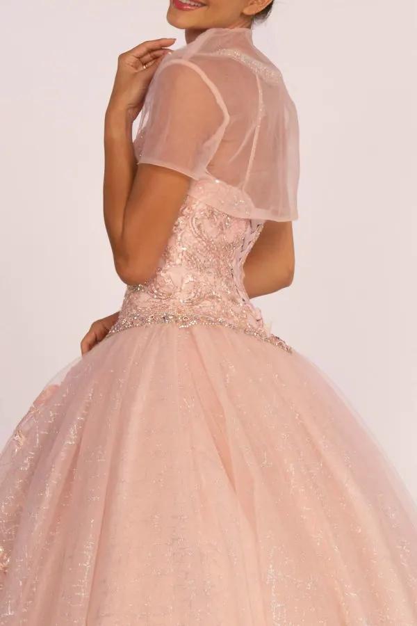 Jewel Embellished Bodice Glitter Mesh Quinceanera Dress by Tux-USA
