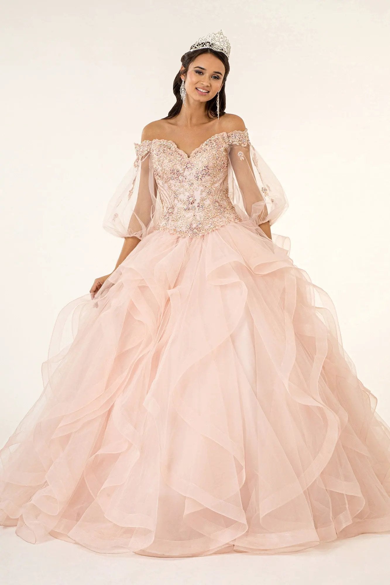 Jewel Embellished Multi-Layered Skirt Ball Gown by Tux-USA