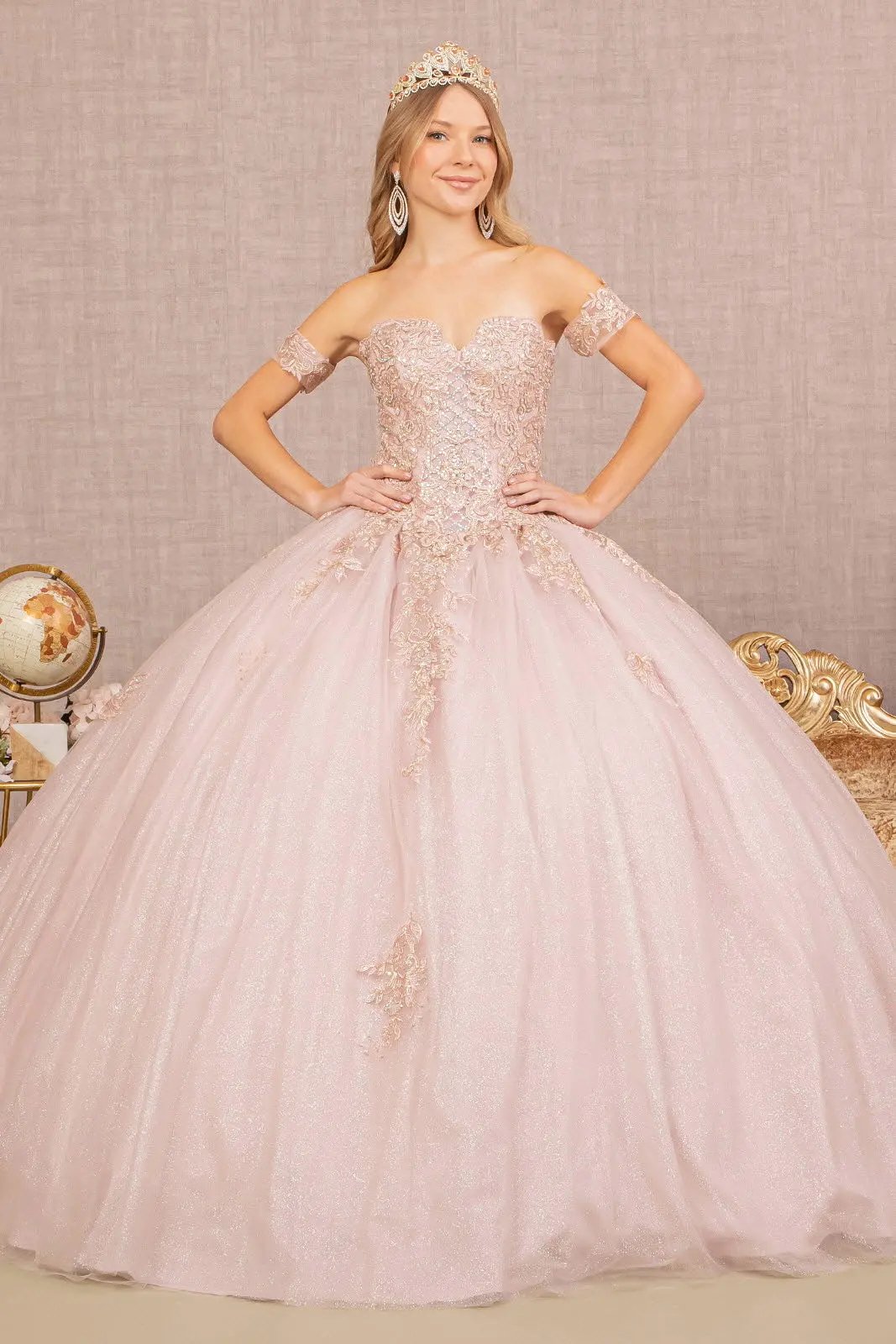 Jewel Embellished Glitter Mesh Sweethearted Ball Gown by Tux-USA