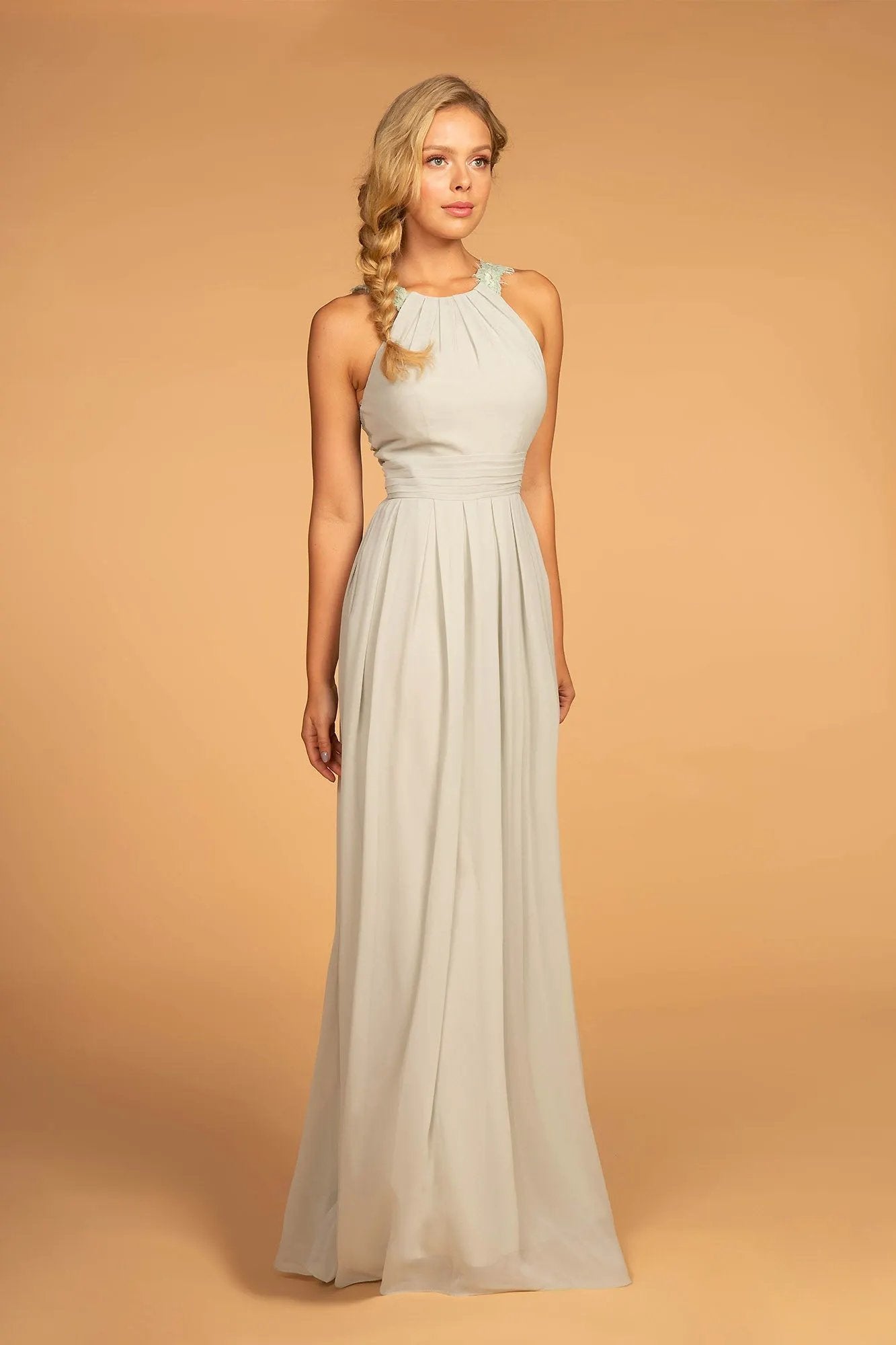 Lace-Strap Chiffon Long Dress by Tux-USA