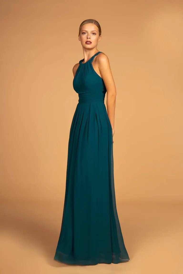 Lace-Strap Chiffon Long Dress by Tux-USA