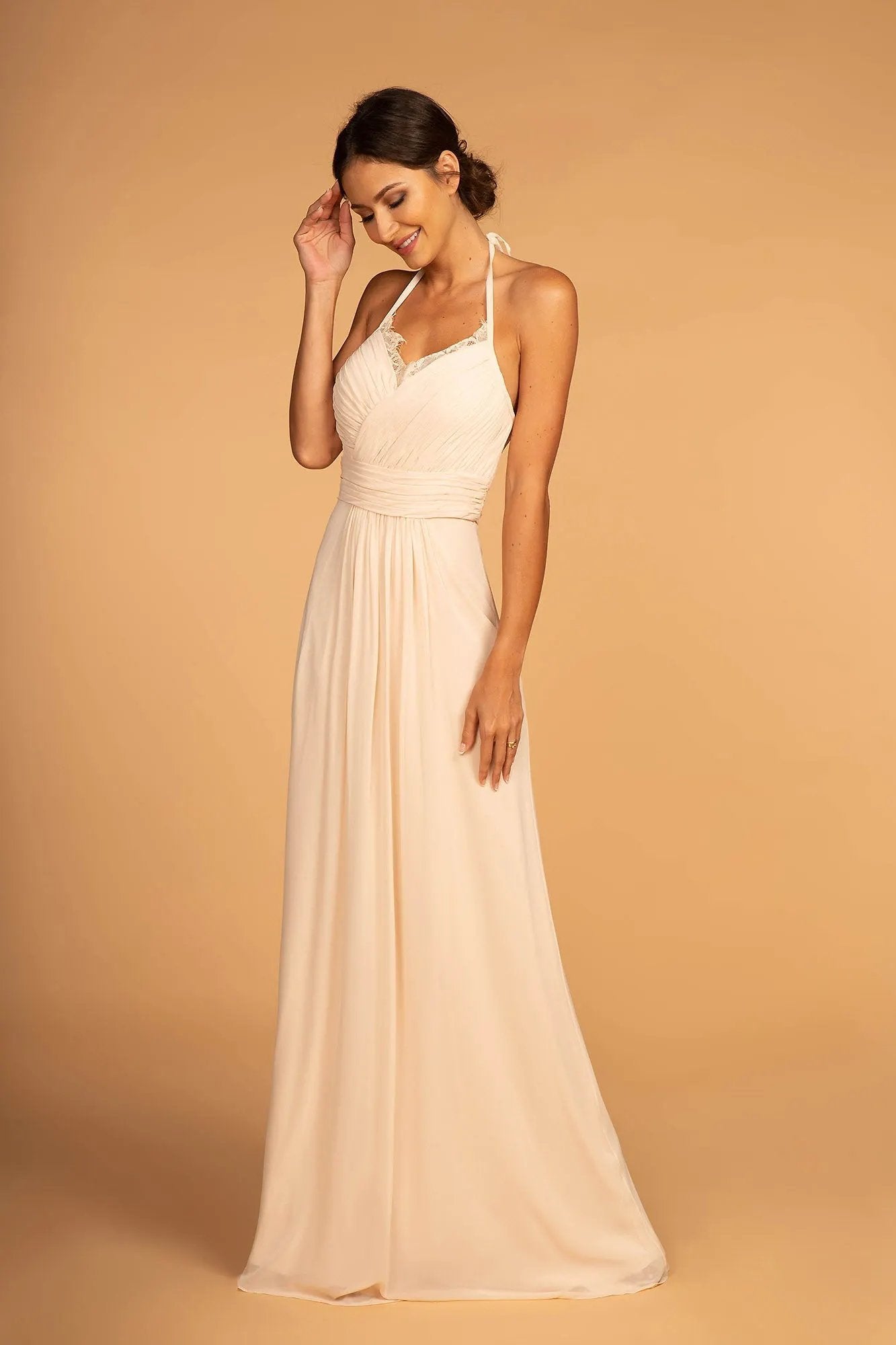 Halter Neck Chiffon Long Dress by Tux-USA