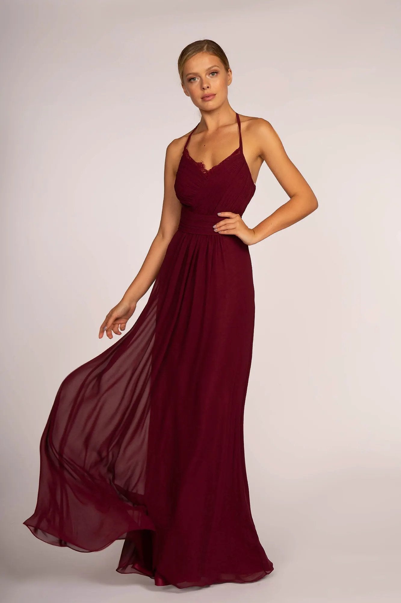 Halter Neck Chiffon Long Dress by Tux-USA