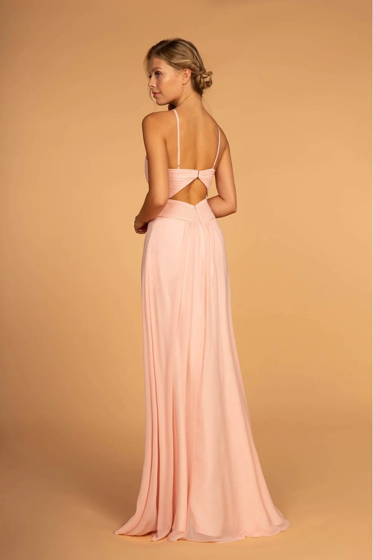 Chiffon Ruched-Bodice Long Dress by Tux-USA