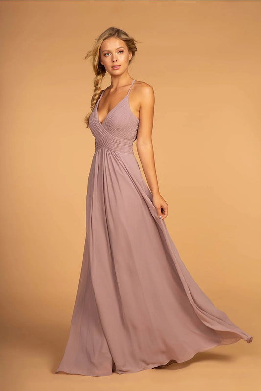Chiffon Ruched Bodice Long Dress by Tux-USA