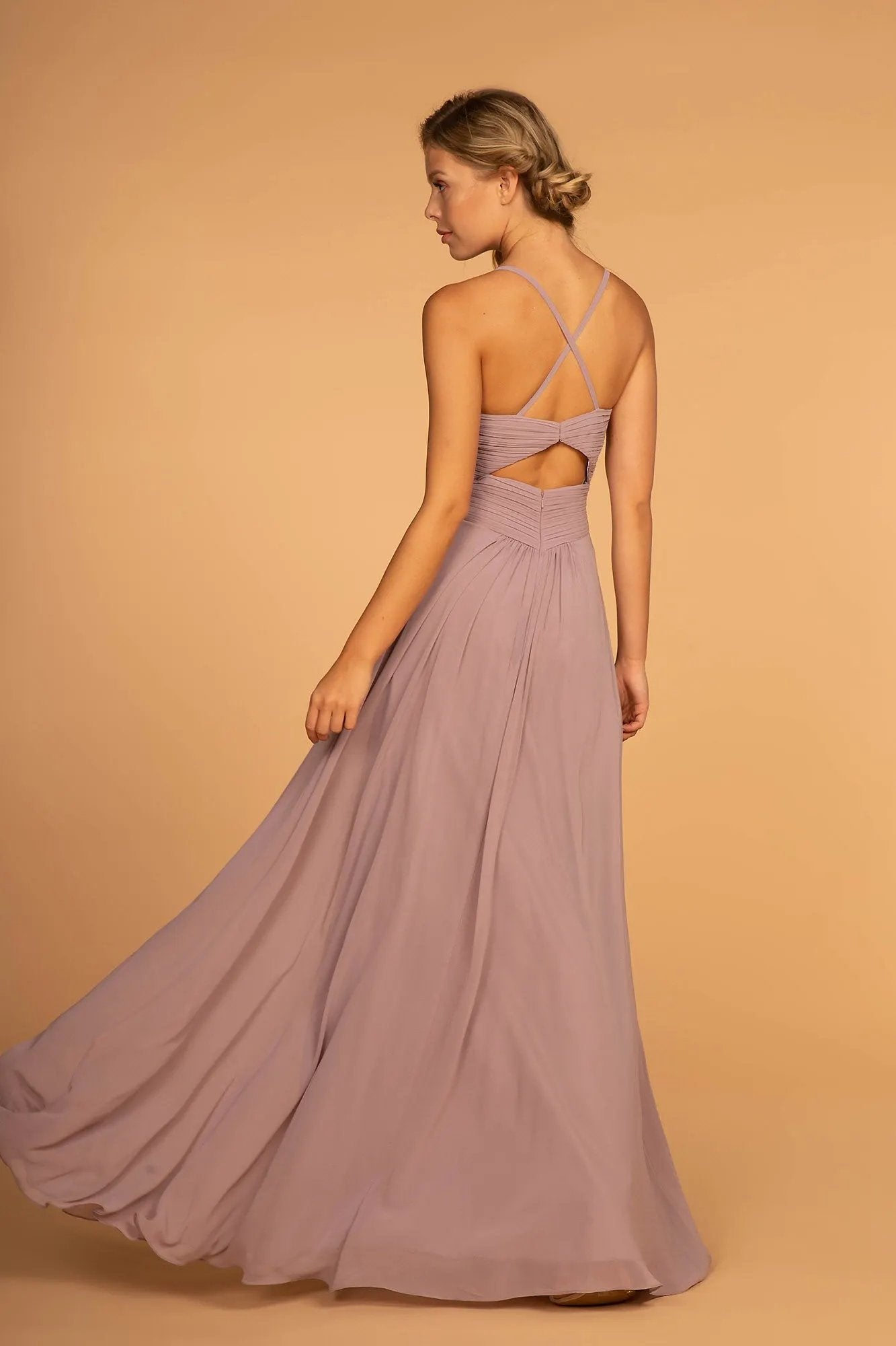 Chiffon Ruched Bodice Long Dress by Tux-USA