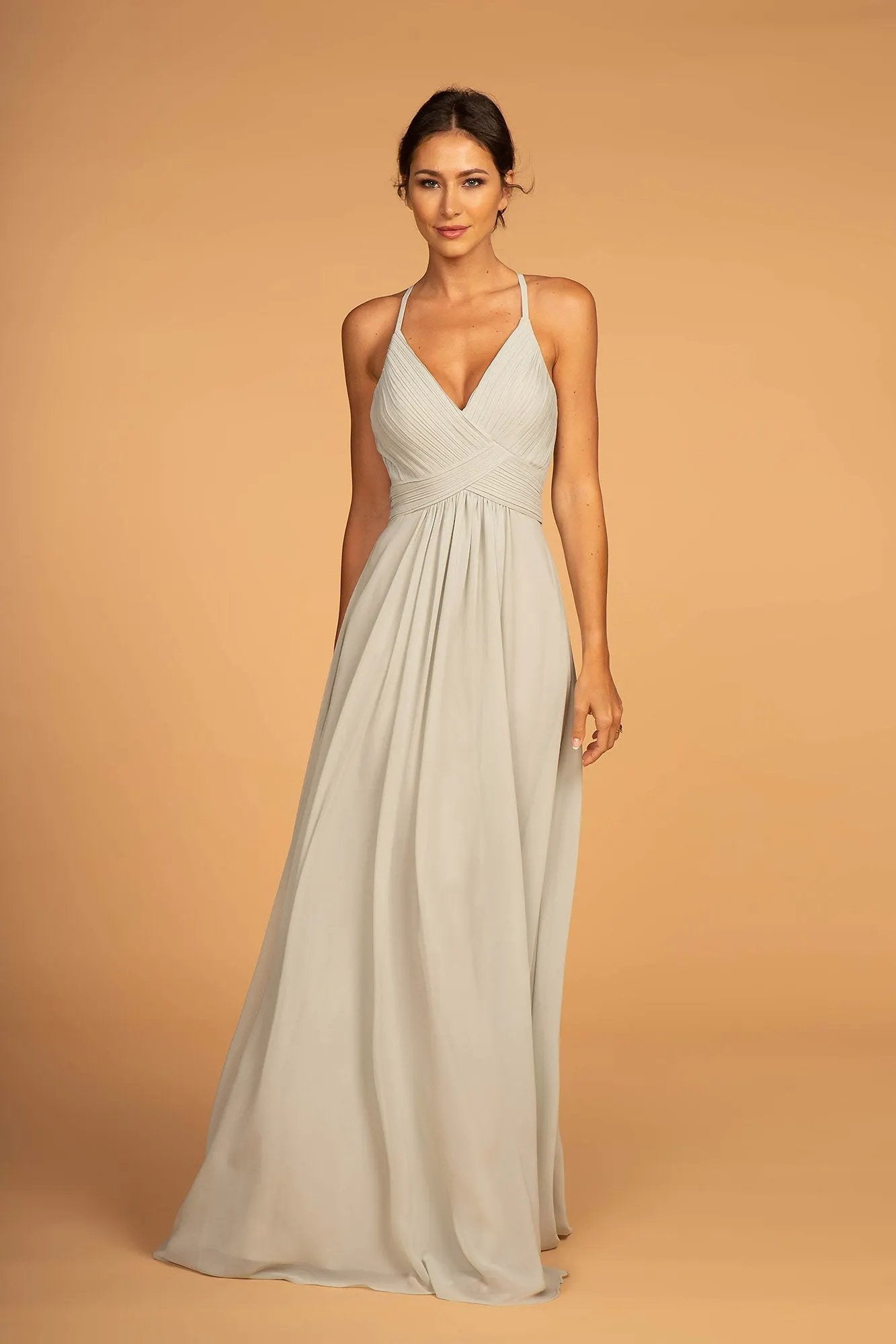 Chiffon Ruched Bodice Long Dress by Tux-USA