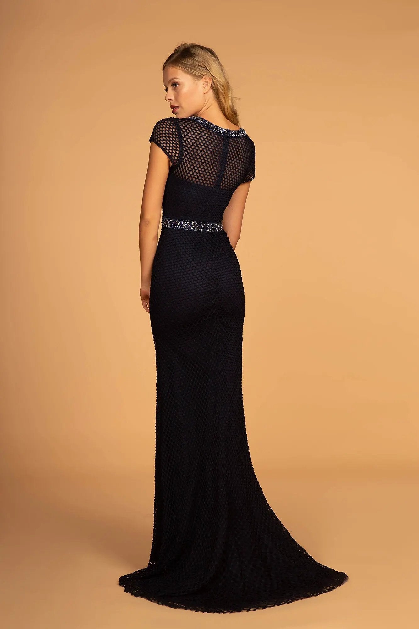 Short Sleeve Netting Mermaid Long Dress by Tux-USA