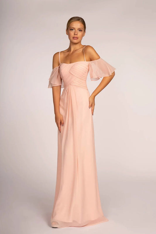 Spaghetti Strap Chiffon Long Dress by Tux-USA