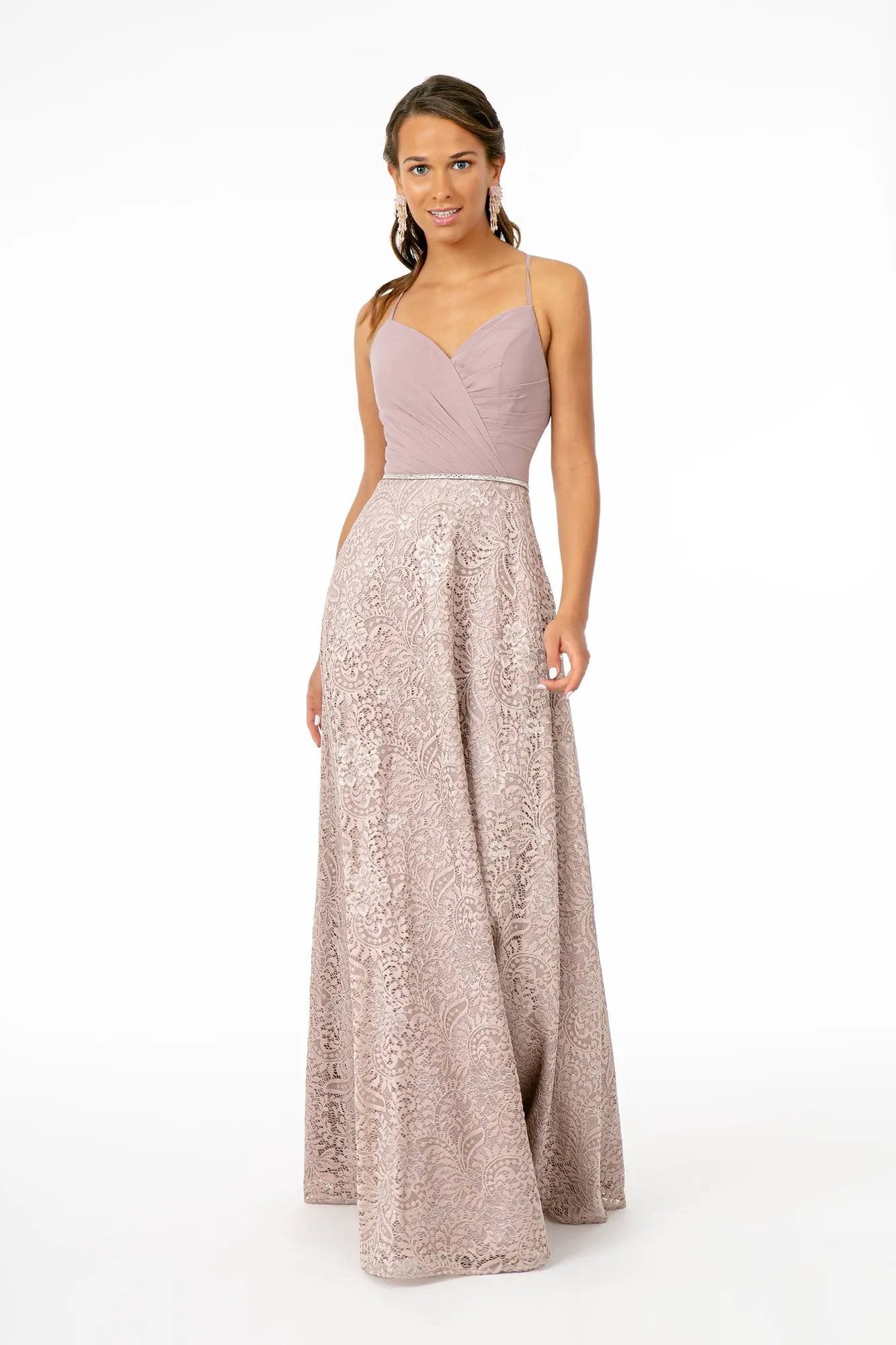 Sweetheart Neckline Lace A-Line Long Dress w/ Cut-Out-Back by Tux-USA