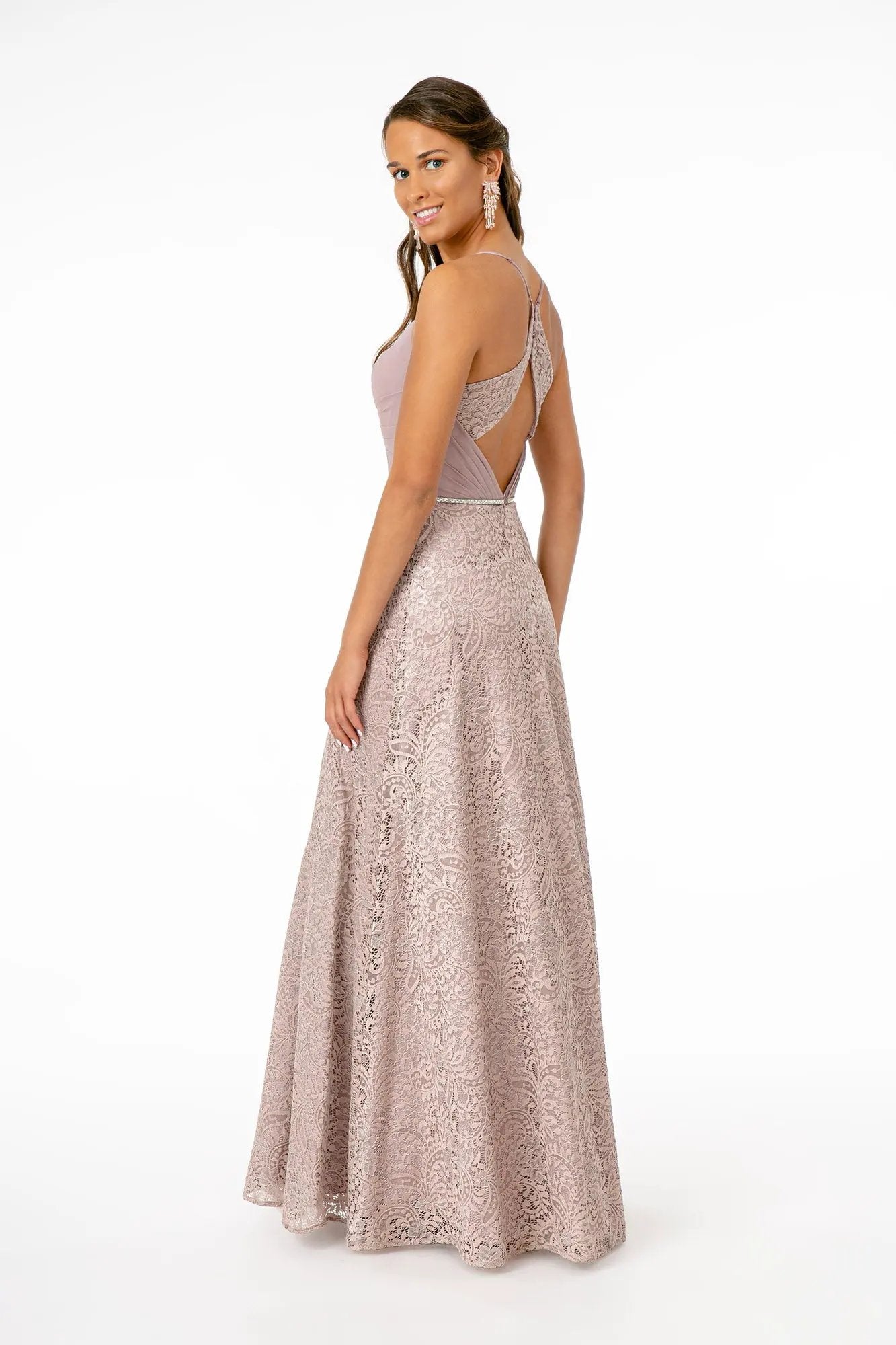 Sweetheart Neckline Lace A-Line Long Dress w/ Cut-Out-Back by Tux-USA
