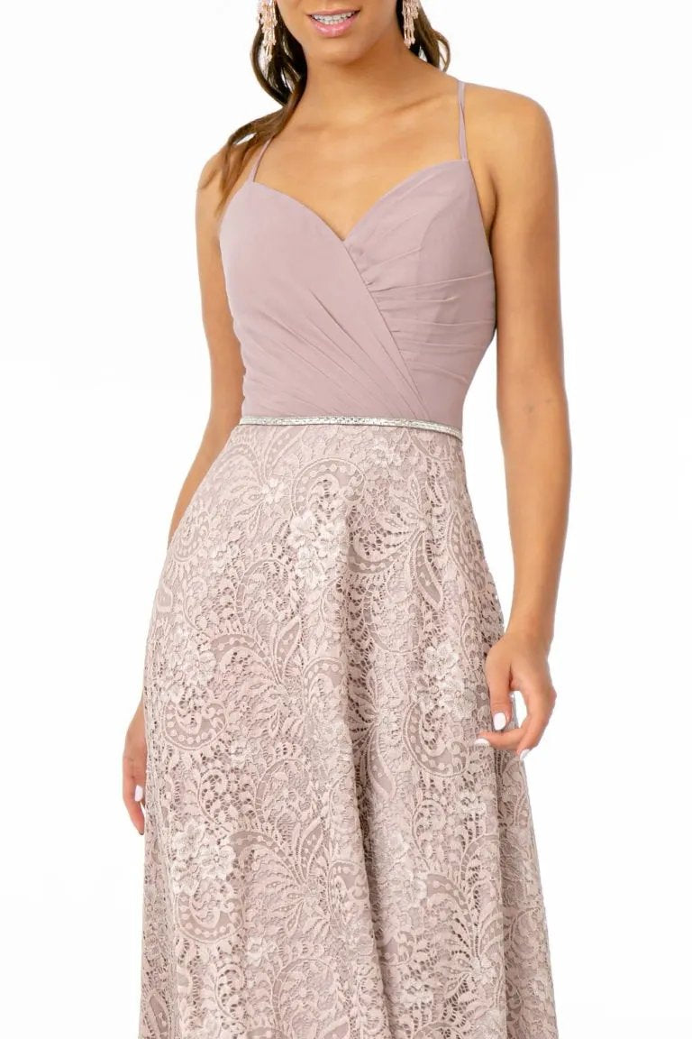 Sweetheart Neckline Lace A-Line Long Dress w/ Cut-Out-Back by Tux-USA