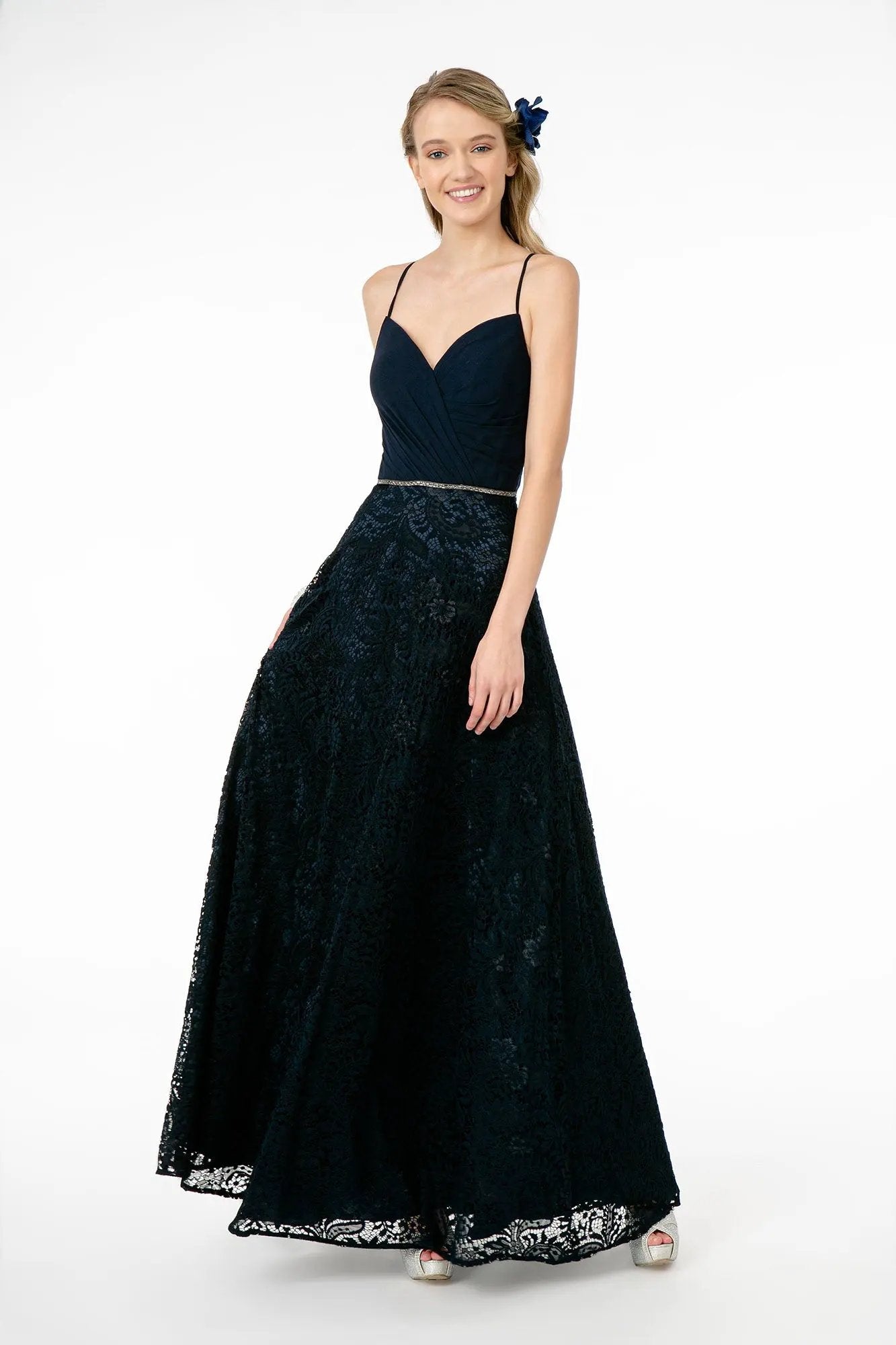 Sweetheart Neckline Lace A-Line Long Dress w/ Cut-Out-Back by Tux-USA