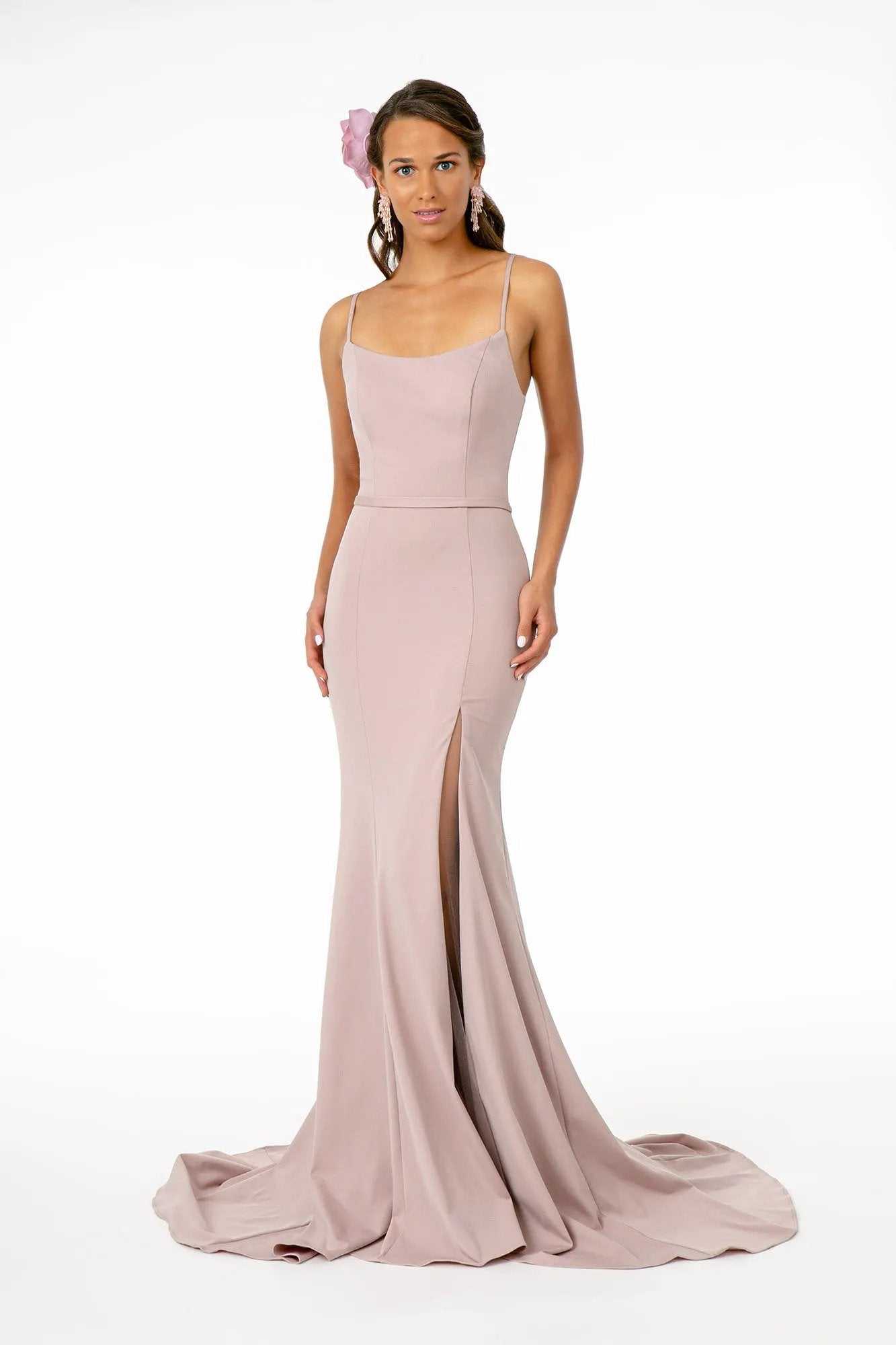 Rome Jersey Illusion Side Slit Long Dress by Tux-USA