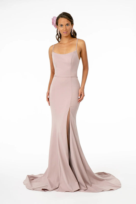 Rome Jersey Illusion Side Slit Long Dress by Tux-USA