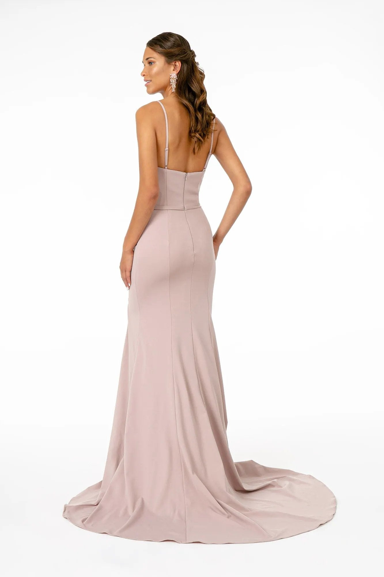 Rome Jersey Illusion Side Slit Long Dress by Tux-USA