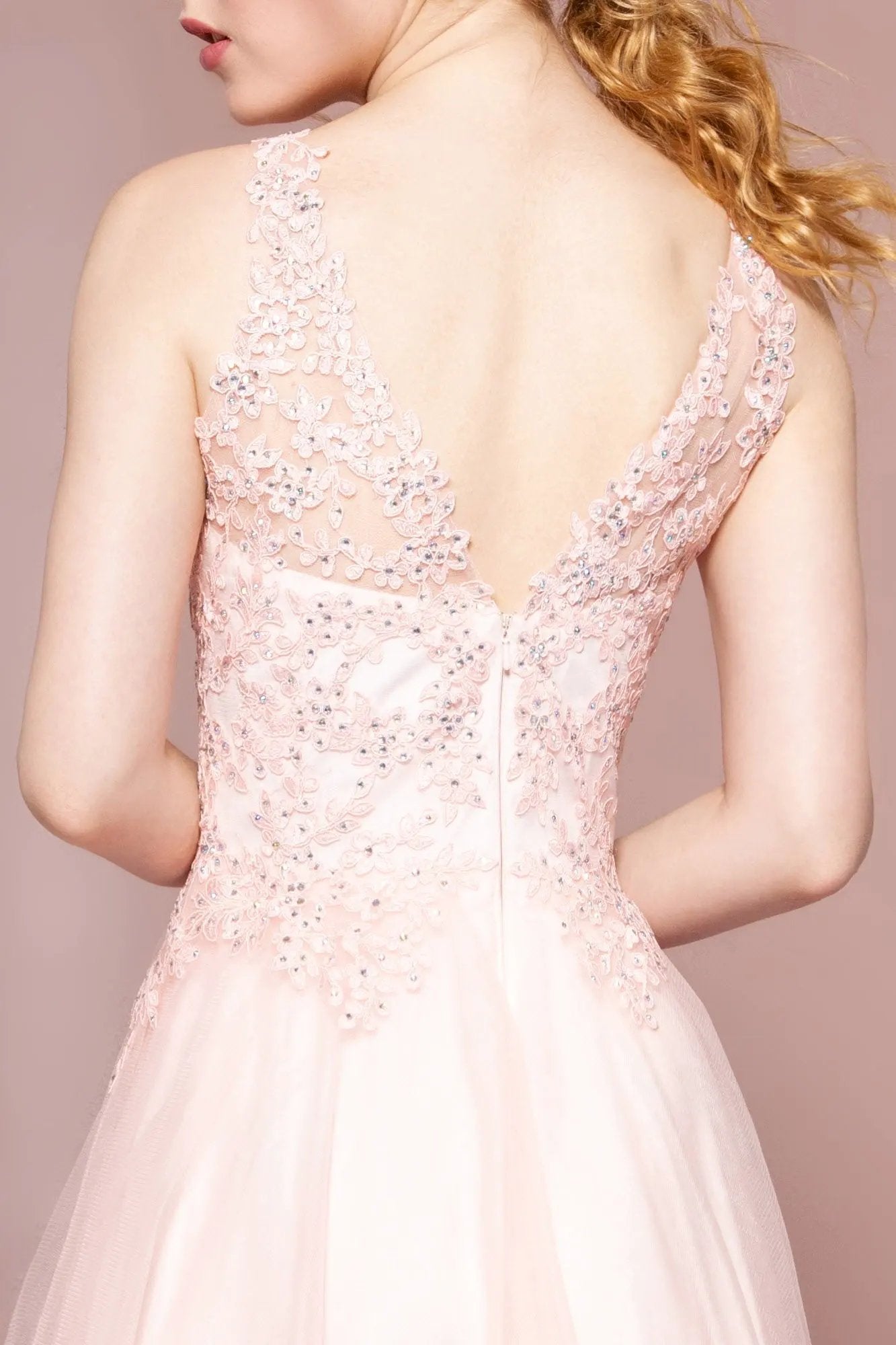 Floral Lace Embellished Bodice Mesh A-Line Dress by Tux-USA