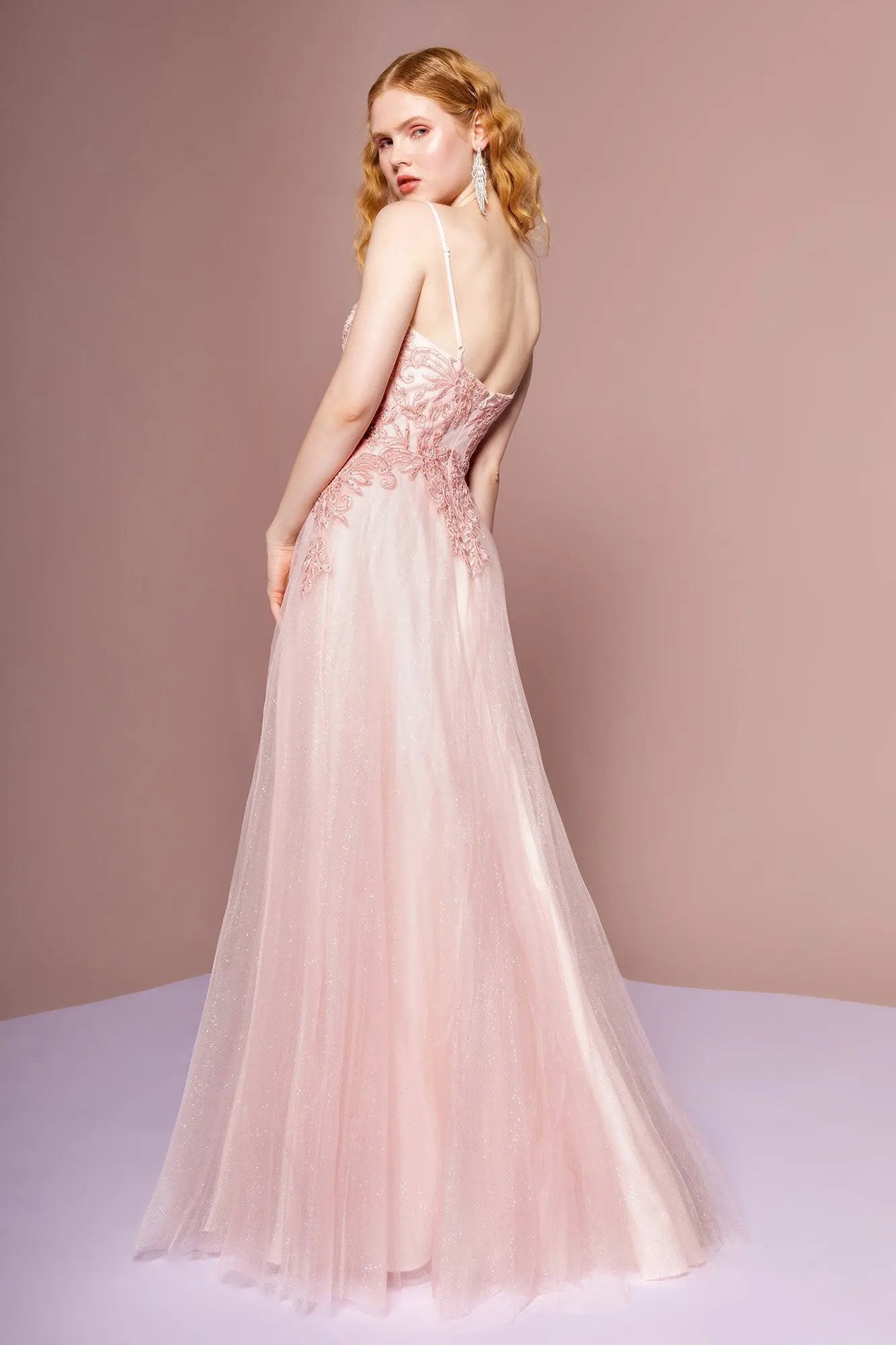 Embroidered Bodice and Mesh Glitter Floor Length Skirt by Tux-USA