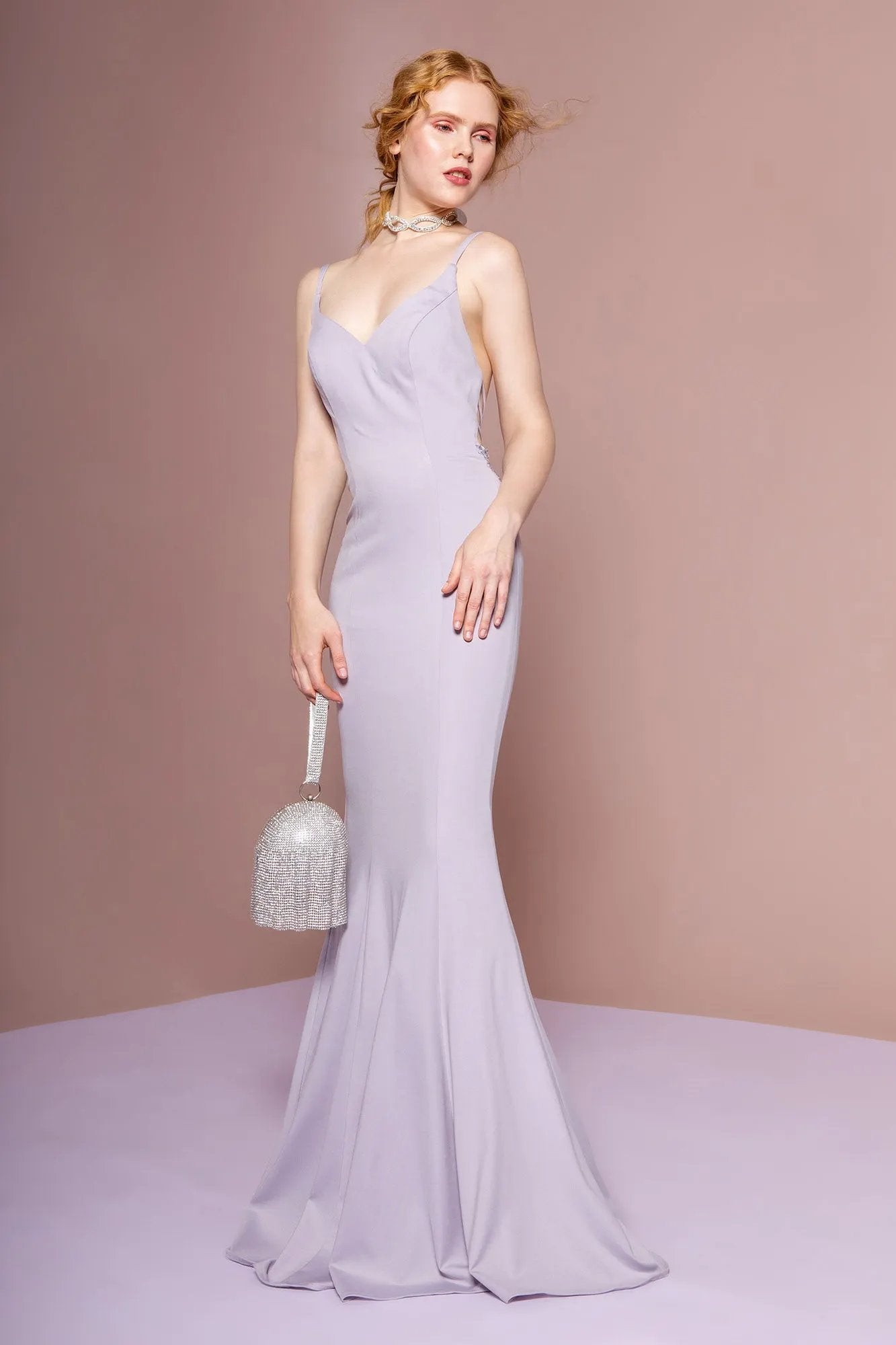 Rome Jersey Beaded Strappy-Open Back Long Dress by Tux-USA