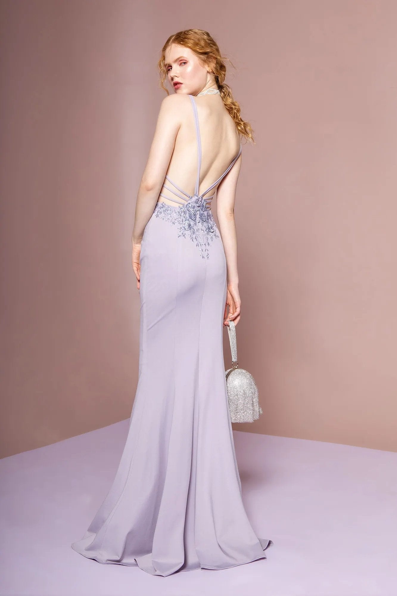 Rome Jersey Beaded Strappy-Open Back Long Dress by Tux-USA