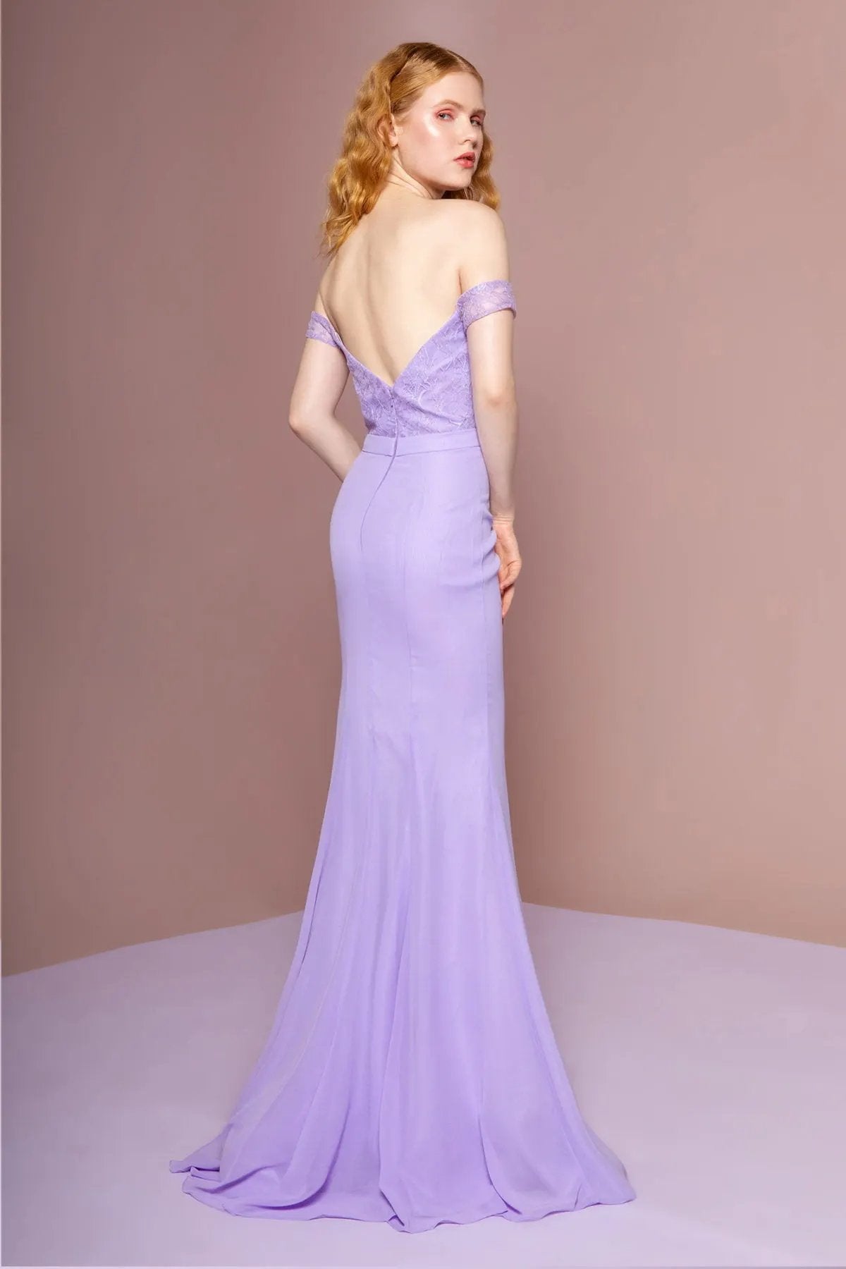 Lace Embellished Bodice Chiffon Mermaid Dress For Women Open Back Tux USA by Tux-USA