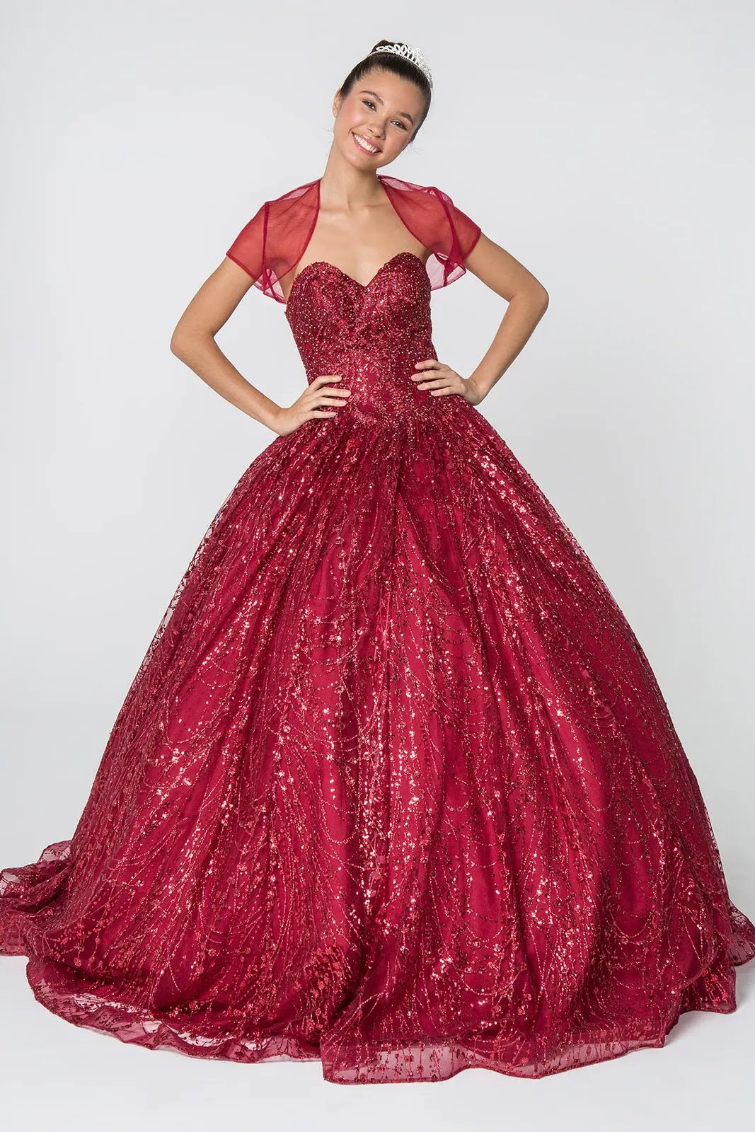 Glitter and Jewel Embellished Quinceanera Dress by Tux-USA